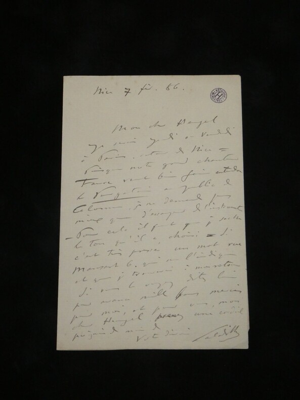 Emile Paladilhe, Lettre autographe sign&eacute;e adress&eacute; &agrave; Heugel 1886. Emile PALADILHE