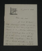 Oscar BARDI de FOURTOU - LETTRE AUTOGRAPHE SIGN&Eacute;E, 21 janvier 1885. Oscar BARDI de FOURTOU