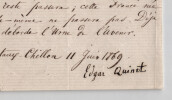 Edgar Quinet - Manuscrit autographe sign&eacute; "Les Elections de Paris" - 1869 3pages. Edgar QUINET