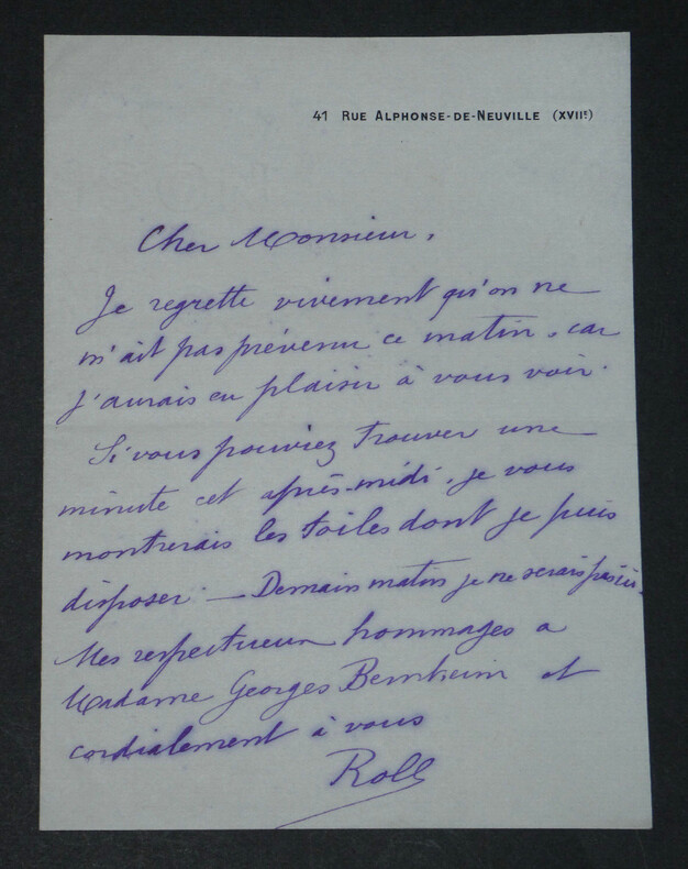 Alfred ROLL - LETTRE AUTOGRAPHE SIGN&Eacute;E. Alfred ROLL
