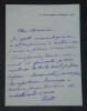 Alfred ROLL - LETTRE AUTOGRAPHE SIGN&Eacute;E. Alfred ROLL