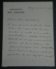 Francis CHARMES, Journaliste - LETTRE AUTOGRAPHE SIGN&Eacute;E D'EXCUSES 1890. Francis CHARMES
