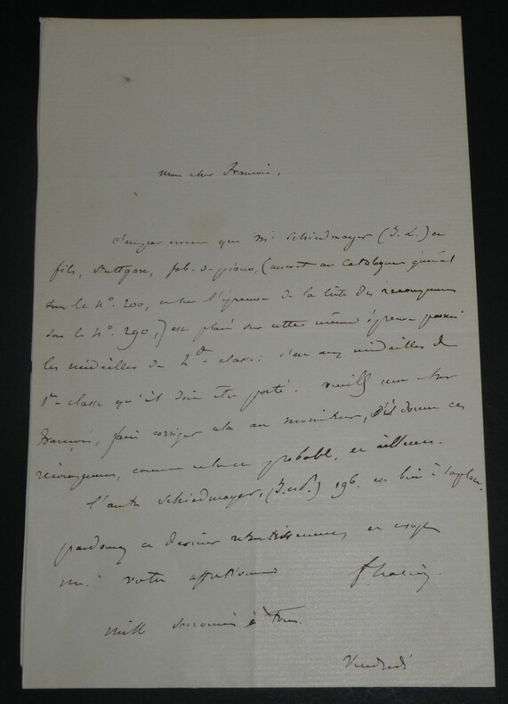 Fromental Hal&eacute;vy - Lettre autographe sign&eacute;e [sur Schiedmayer] - 1850. Fromental HAL&Eacute;VY