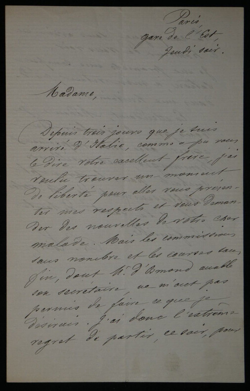 A. LOISON - Lettre Autographe sign&eacute;e, secr&eacute;taire du marquis d'Osmond. A. LOISON