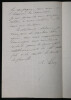 A. LOISON - Lettre Autographe sign&eacute;e, secr&eacute;taire du marquis d'Osmond. A. LOISON