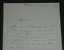 Amiral Abel Aubert du Petit-Thouars - Lettre autographe sign&eacute;e - Paris 1857. Abel Aubert du Petit-Thouars
