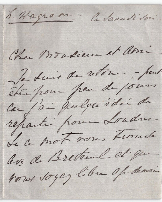 Ren&eacute;e de Brimont - lettre autographe sign&eacute;e d'invitation, 3 pages, Paris, Wagram. Ren&eacute;e de Brimont