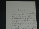 Gustave Droz - Lettre autographe sign&eacute;e &agrave; Maxime Beauvilliers - Paris - 1885. Gustave DROZ