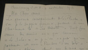 Maurice CHABAS, Peintre - LETTRE AUTOGRAPHE SIGN&Eacute;E SUR L'ART, 6 novembre 1918. Maurice CHABAS