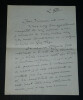 Lucien BESNARD - LETTRE AUTOGRAPHE SIGN&Eacute;E &Agrave; Monsieur Membr&eacute;. Lucien BESNARD