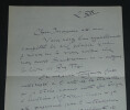 Lucien BESNARD - LETTRE AUTOGRAPHE SIGN&Eacute;E &Agrave; Monsieur Membr&eacute;. Lucien BESNARD