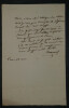 Jacques Antoine MANUEL - LETTRE AUTOGRAPHE SIGN&Eacute;E, d&eacute;fense Cour d'appel, Paris. Jacques Antoine MANUEL