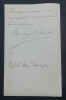 BAUER Henry - LETTRE AUTOGRAPHE SIGN&Eacute;E, 8 juin 1903. Henry BAUER