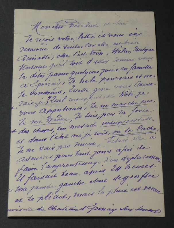 Gilles de SAINT GERMAIN, lettre autographe  "Je ne marche pas, je me tra&icirc;ne". Gilles de SAINT GERMAIN