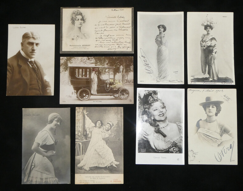 Lot de 9 cartes postales - La Belle Otero R&eacute;jane Lucien Guitry C&eacute;cile Sorel .... 