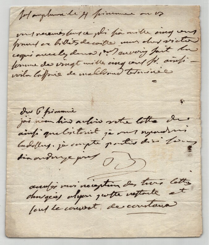 Paul Barras - Lettre autographe sign&eacute;e - 4/6 Frimaire An 13 - Finances - 1804. Paul BARRAS
