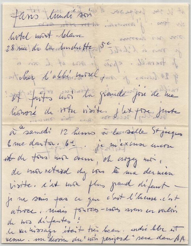 V&eacute;ronique Filozof - Lettre autographe sign&eacute;e &agrave; l'Abb&eacute; Morel "Noir P&eacute;rigord" 1954. V&eacute;ronique FILOZOF