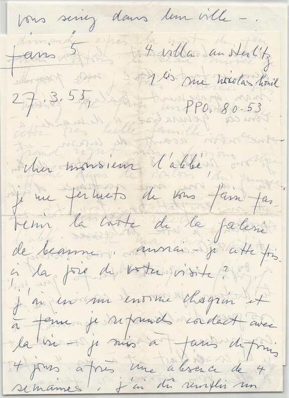 V&eacute;ronique Filozof Lettre autographe sign&eacute;e &agrave; Morel &Eacute;vocation intime Picasso 1955. V&eacute;ronique FILOZOF