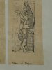 HENRI LAFFILLEE DESSIN ORIGINAL SIGNE Bas-relief Palais de Sargon & Dieu poisson. Louis Henri LAFFILL&Eacute;E