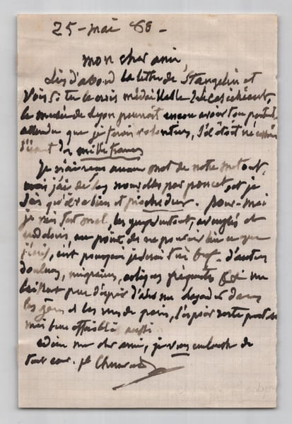Paul Chenavard Lettre autographe sign&eacute;e - Sant&eacute; et Mus&eacute;e de Lyon - 1888. Paul Chenavard