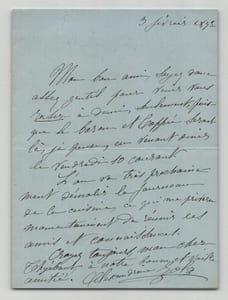 Alexandrine Zola - Lettre autographe signée «le Baron et Coppée seront là» 1893