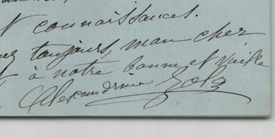 Alexandrine Zola - Lettre autographe signée «le Baron et Coppée seront là» 1893