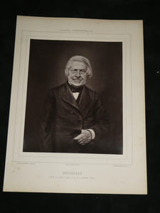 Portrait Jules Michelet par Goupil - Photoglyptie + Texte Galerie contemporaine
