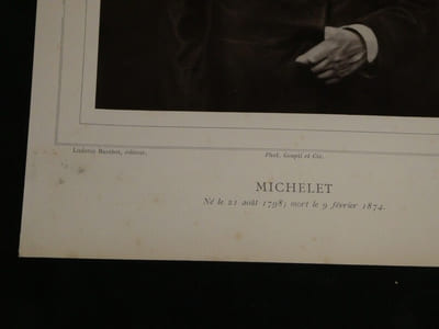 Portrait Jules Michelet par Goupil - Photoglyptie + Texte Galerie contemporaine