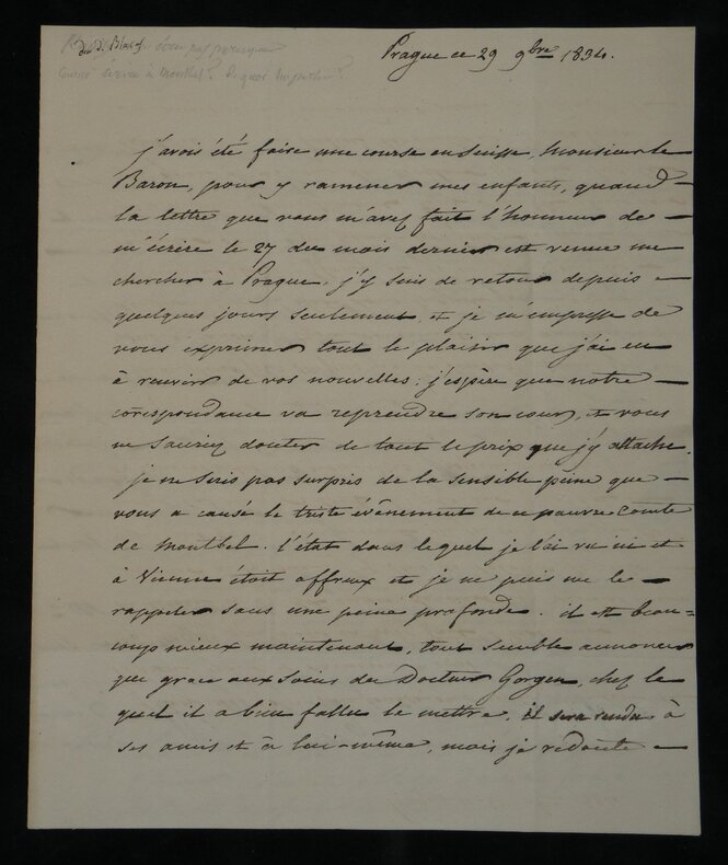 Duc de Blacas d'Aulps Lettre autographe sign&eacute;e au Baron de Fr&eacute;nilly Italie 1834. Pierre Louis Jean Casimir de BLACAS D'AULPS