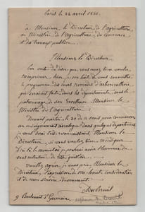 Alphonse Du Breuil - Lettre autographe signée Agriculture - 1866