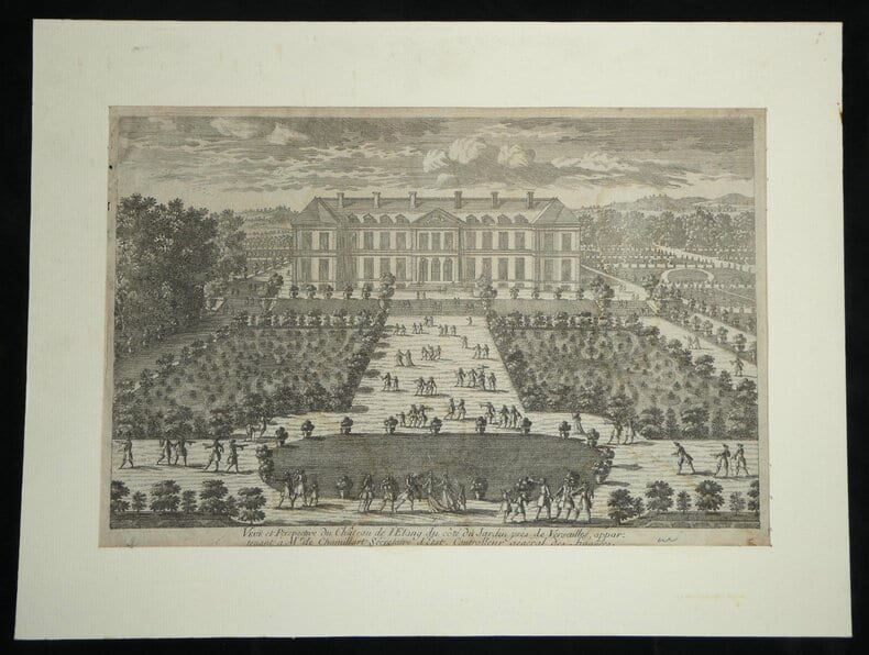 Vue d'optique - Gravure - Vue du Ch&acirc;teau de l'&Eacute;tang pr&egrave;s de Versailles. 