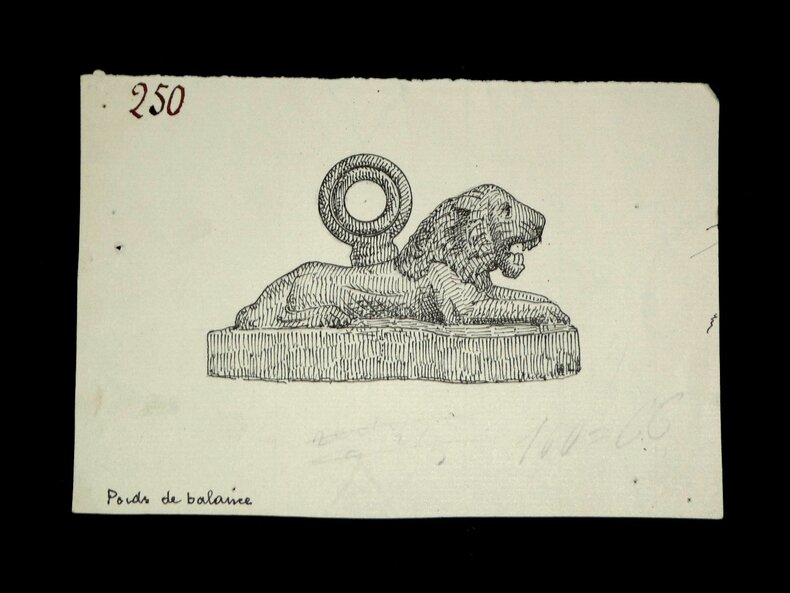 HENRI LAFFILLEE DESSIN ORIGINAL SIGNE Poids assyrien. Louis Henri LAFFILL&Eacute;E