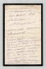 Caroline Miolan-Carvalho Lettre autographe sign&eacute;e Accident & Op&eacute;ra SECRET 1884. Caroline Miolan-Carvalho