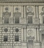 Dessin original sign&eacute; - Partie du palais de Charles-Quint &agrave; l'Alhambra. Louis Henri Laffill&eacute;e
