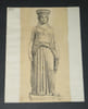 Cariatide restaur&eacute;e de l'Erech-th&eacute;ion — Dessin original sign&eacute;, encre vers 1930. Louis Henri Laffill&eacute;e