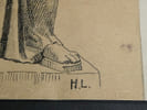 Cariatide restaur&eacute;e de l'Erech-th&eacute;ion — Dessin original sign&eacute;, encre vers 1930. Louis Henri Laffill&eacute;e
