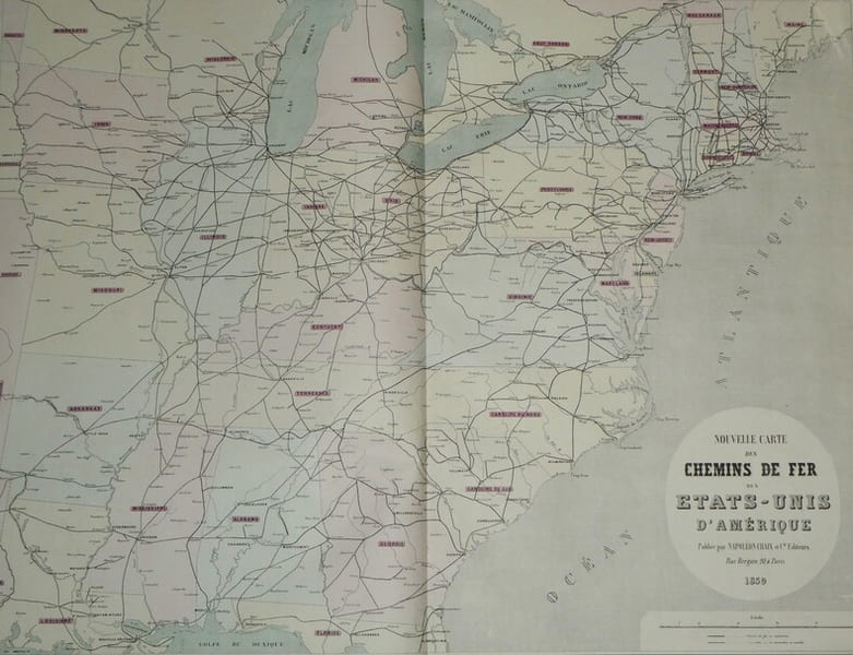 Atlas des chemins de fer publi&eacute; par Napol&eacute;on Chaix - 17 cartes - 1859. Napol&eacute;on CHAIX
