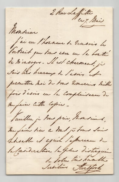 Richard Seymour-Conway 4e marquis de Hertford - Lettre autographe sign&eacute;e - 1850. Richard Seymour-Conway, 4e marquis de Hertford