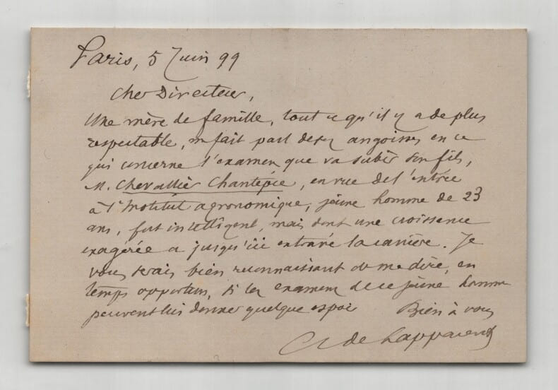 Albert de Lapparent - Carte lettre autographe sign&eacute;e &agrave; Risler - 1899. Albert de Lapparent