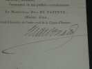 &Eacute;tienne Macdonald - 1er Duc de Tarente - LETTRE SIGN&Eacute;E L&eacute;gion d'honneur - 1817. &Eacute;tienne MACDONALD