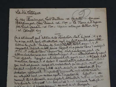 Henri de Régnier. Révolution française, La terreur. Manuscrit autographe signé de 6 pages, Critique sur des ouvrages relatifs au 9 thermidor et à Robespierre, 1930