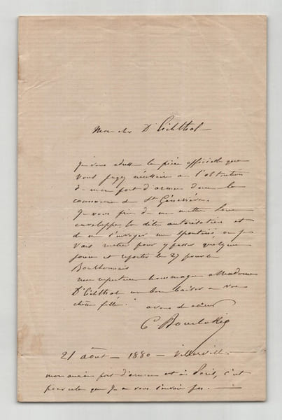 Charles Denis Bourbaki - Lettre autographe sign&eacute;e - "Mon fort d'armes" - 1880. Charles Denis Bourbaki