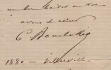 Charles Denis Bourbaki - Lettre autographe sign&eacute;e - "Mon fort d'armes" - 1880. Charles Denis Bourbaki
