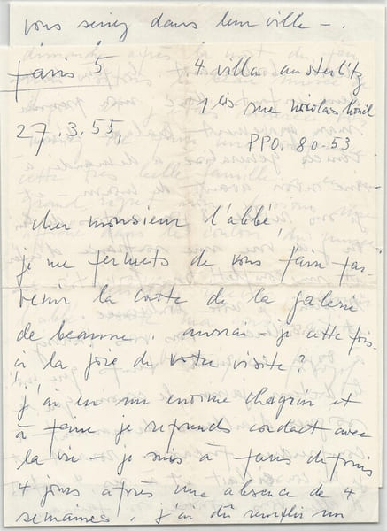 V&eacute;ronique Filozof Lettre autographe sign&eacute;e &agrave; Morel &Eacute;vocation intime Picasso 1955. V&eacute;ronique Filozof