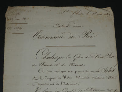 Charles X Extrait d'une ordonnance du Roi signé Charles et Baron de Balzac- 1829