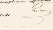 Fran&ccedil;ois Guizot - Lettre autographe sign&eacute;e - Invitation &agrave; diner - 1841. Fran&ccedil;ois Guizot