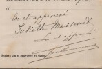 Pouvoir sign&eacute; par Juliette Massenet - Collection de 25 auteurs & musiciens. Juliette Massenet