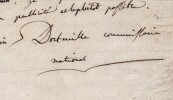 Lettre autographe sign&eacute;e de la R&eacute;volution - Roanne An II 1794. Dortouillet (commissaire national)