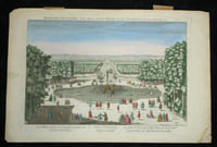 Vue d'optique - Gravure - Vue du Grand Bassin d'Apollon et du Grand Canal dans les Jardins de Versailles