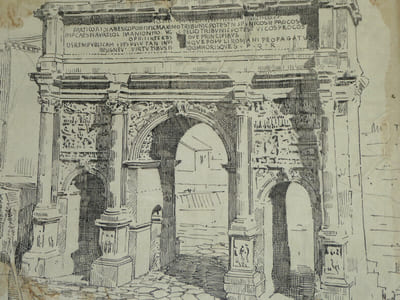 Arc de Septime Sévère au Forum romain - Dessin original signé - Encre vers 1930